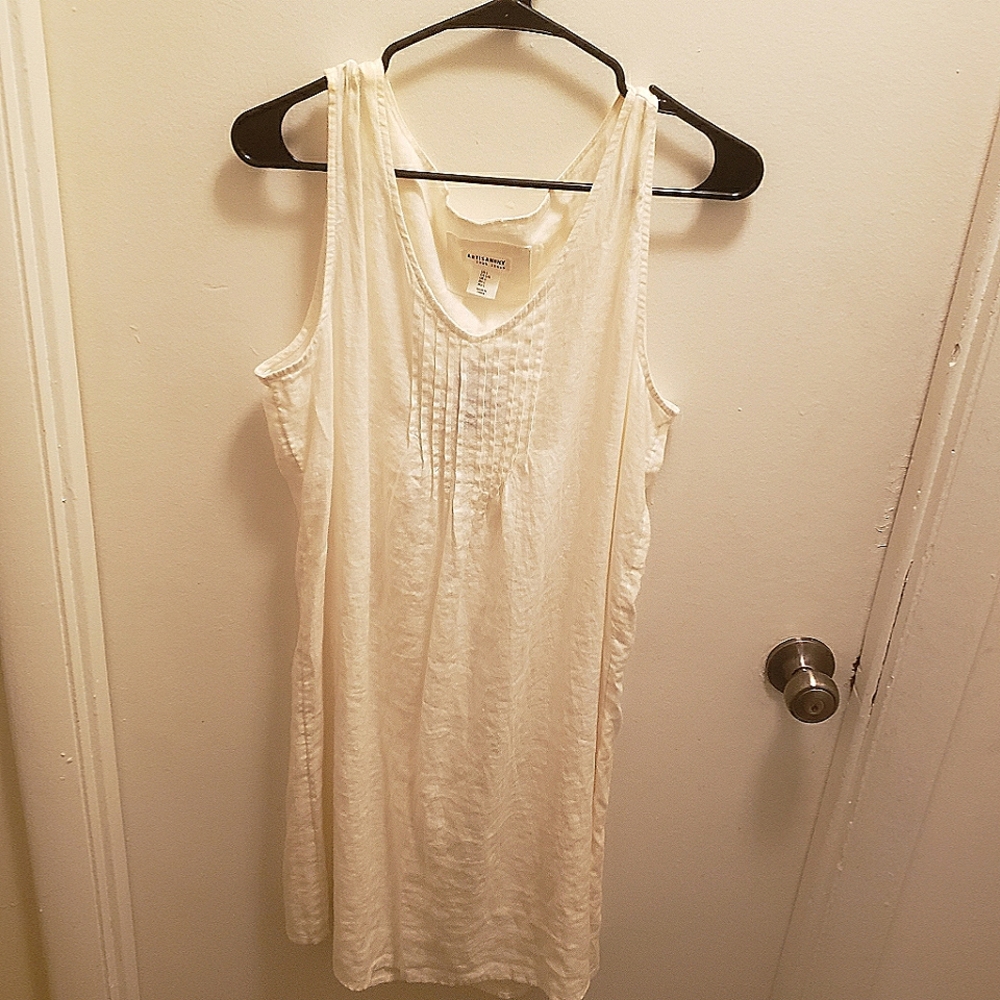 White Linen Mini Dress